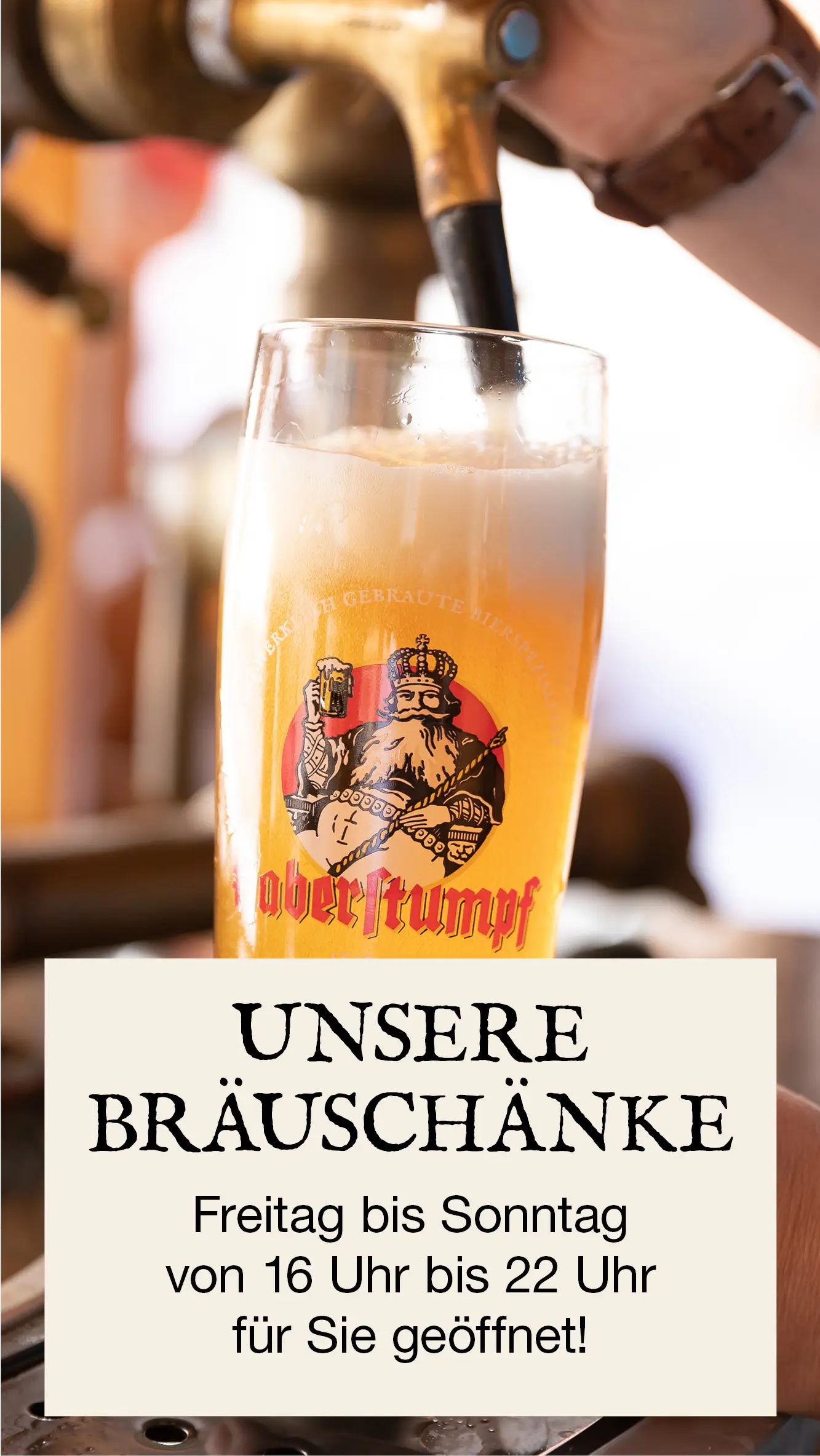 Unser Panorama-Biergarten ist immer Freitag bis Sonntag von 16:00 Uhr bis 22:00 Uhr für Sie geöffnet